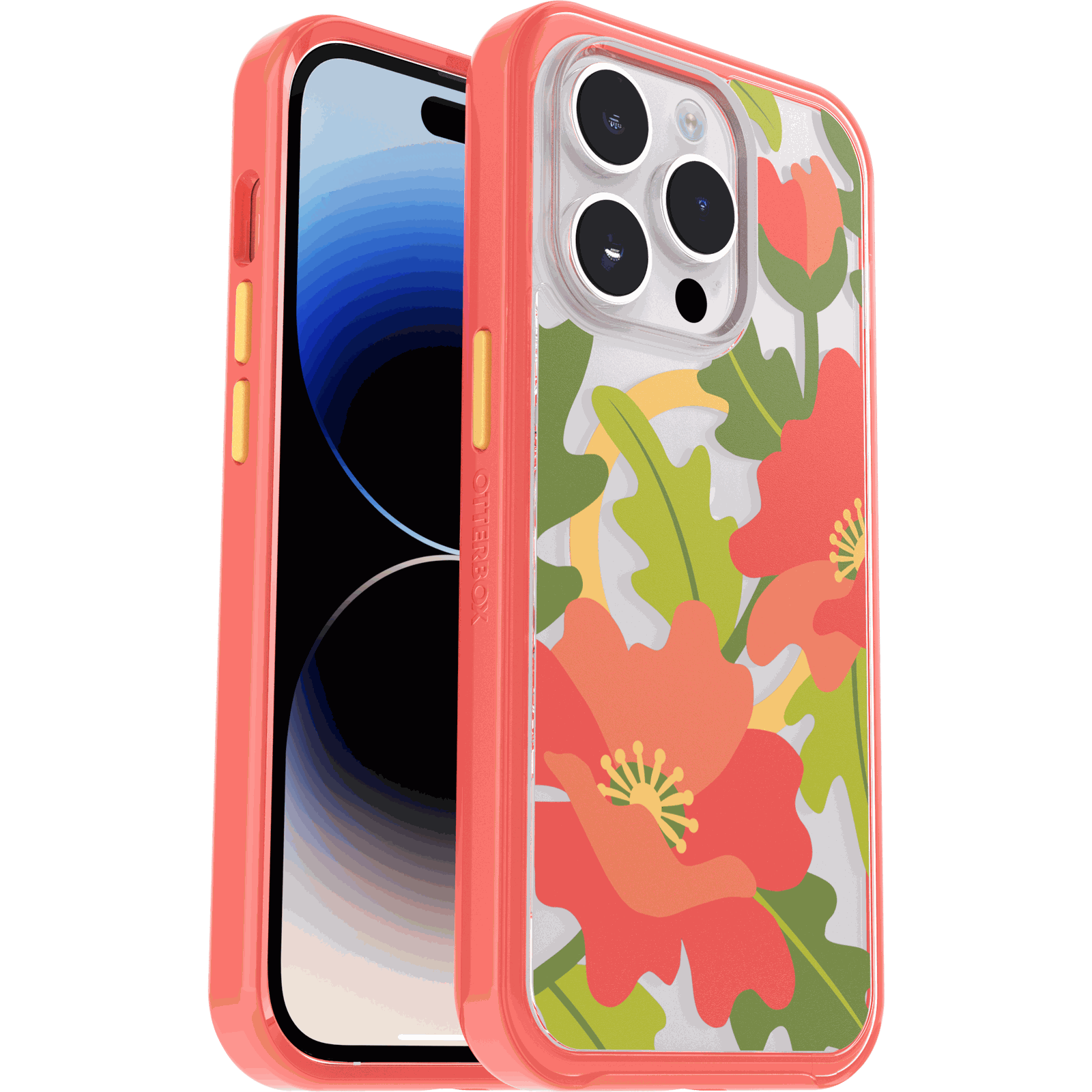 symmetry-flora-iphc22-quiltedpoppies-1.png iPhone 14 Pro Case Symmetry Series Clear for MagSafe Fluttering Flora - Image 1